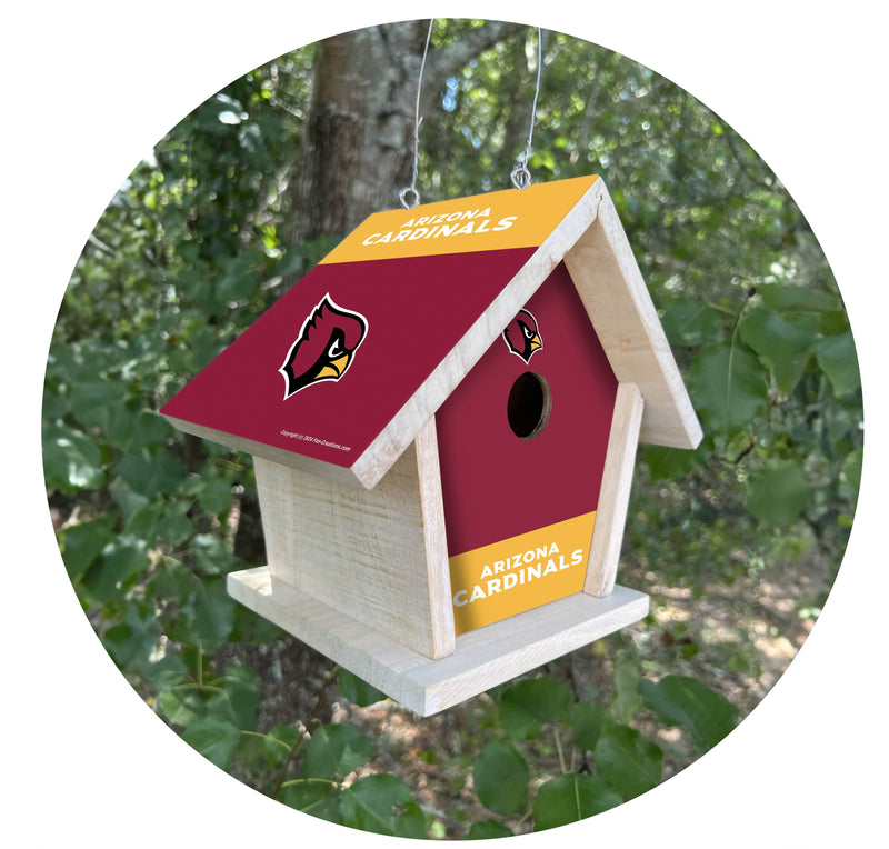 Load image into Gallery viewer, Fan Creations NFL Arizona Cardinals-Themed Birdhouse – White Mahogany with Bright UV Printed Team Colors
