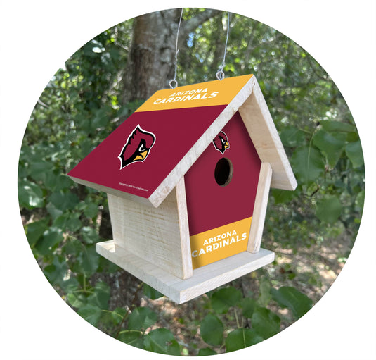 Fan Creations NFL Arizona Cardinals-Themed Birdhouse – White Mahogany with Bright UV Printed Team Colors