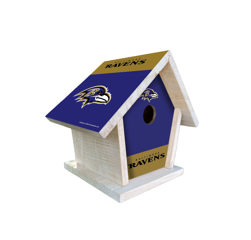 Load image into Gallery viewer, Fan Creations NFL Baltimore Ravens-Themed Birdhouse – White Mahogany with Bright UV Printed Team Colors
