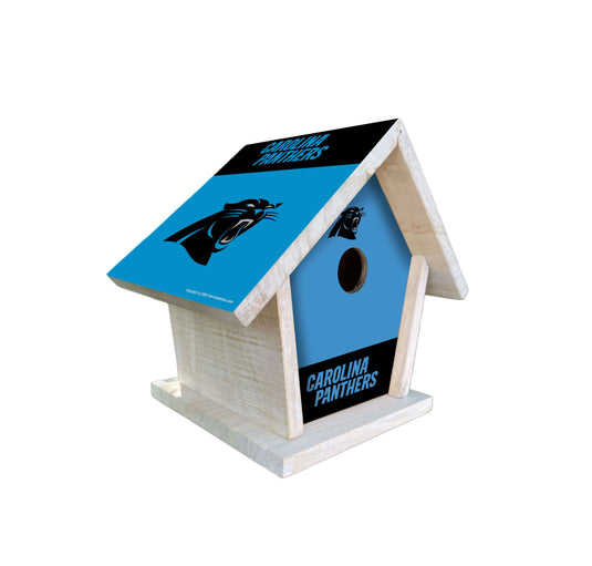 Fan Creations NFL Carolina Panthers-Themed Birdhouse – White Mahogany with Bright UV Printed Team Colors