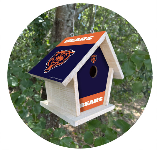 Fan Creations NFL Chicago Bears-Themed Birdhouse – White Mahogany with Bright UV Printed Team Colors