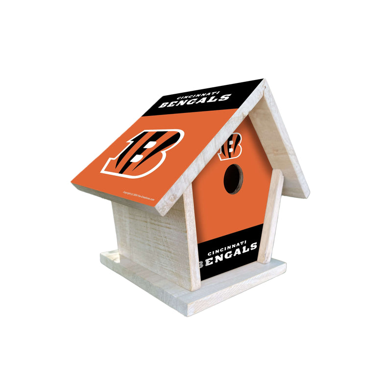 Load image into Gallery viewer, Fan Creations NFL Cincinnati Bengals-Themed Birdhouse – White Mahogany with Bright UV Printed Team Colors
