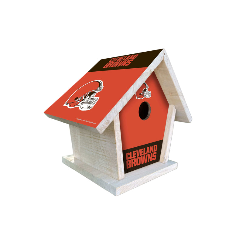 Load image into Gallery viewer, Fan Creations NFL Cleveland Browns-Themed Birdhouse – White Mahogany with Bright UV Printed Team Colors
