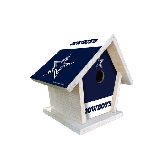 Fan Creations NFL Dallas Cowboys-Themed Birdhouse – White Mahogany with Bright UV Printed Team Colors