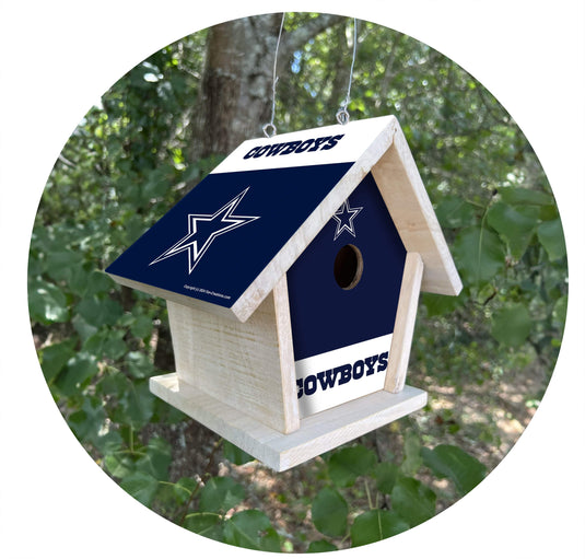 Fan Creations NFL Dallas Cowboys-Themed Birdhouse – White Mahogany with Bright UV Printed Team Colors
