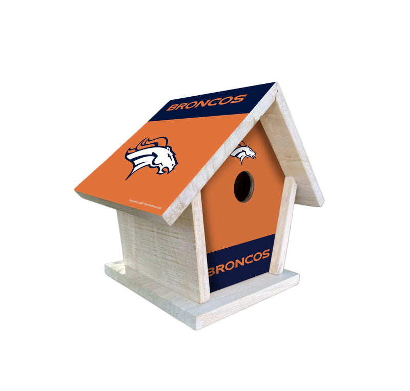 Load image into Gallery viewer, Fan Creations NFL Denver Broncos-Themed Birdhouse – White Mahogany with Bright UV Printed Team Colors
