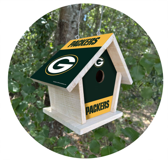 Fan Creations NFL Green Bay Packers-Themed Birdhouse – White Mahogany with Bright UV Printed Team Colors