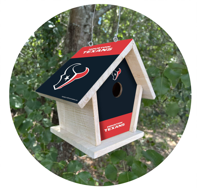 Load image into Gallery viewer, Fan Creations NFL Houston Texans-Themed Birdhouse – White Mahogany with Bright UV Printed Team Colors
