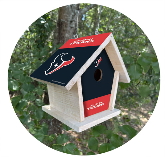 Fan Creations NFL Houston Texans-Themed Birdhouse – White Mahogany with Bright UV Printed Team Colors