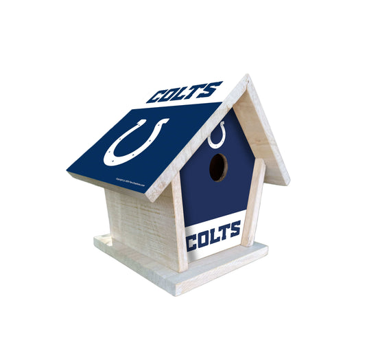 Fan Creations NFL Indianapolis Colts-Themed Birdhouse – White Mahogany with Bright UV Printed Team Colors