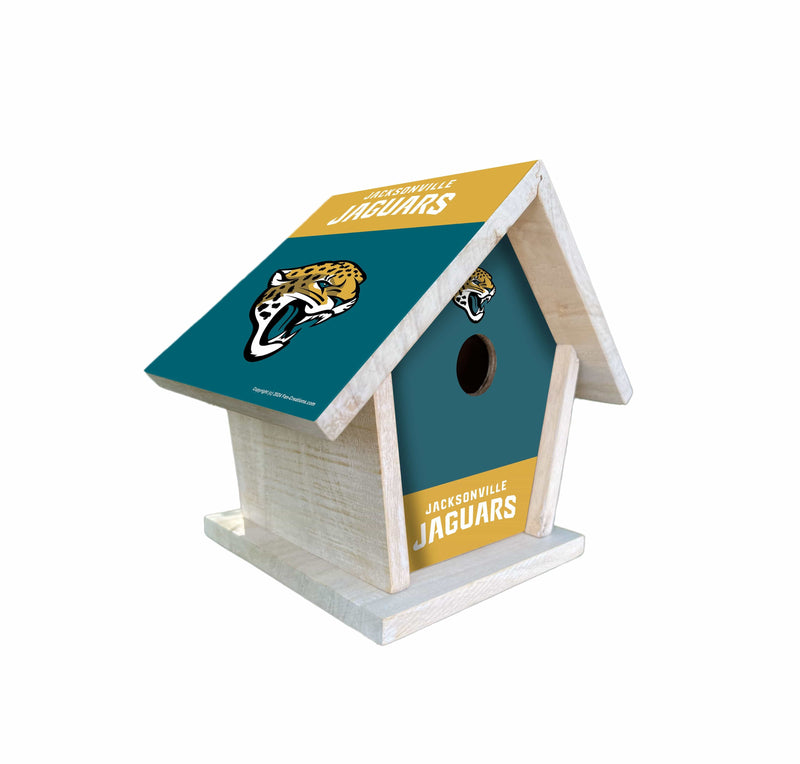 Load image into Gallery viewer, Fan Creations NFL Jacksonville Jaguars-Themed Birdhouse – White Mahogany with Bright UV Printed Team Colors
