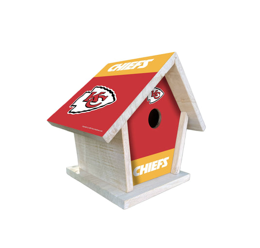 Fan Creations NFL Kansas City Chiefs-Themed Birdhouse – White Mahogany with Bright UV Printed Team Colors