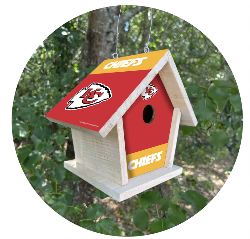 Load image into Gallery viewer, Fan Creations NFL Kansas City Chiefs-Themed Birdhouse – White Mahogany with Bright UV Printed Team Colors
