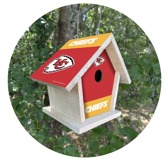 Fan Creations NFL Kansas City Chiefs-Themed Birdhouse – White Mahogany with Bright UV Printed Team Colors