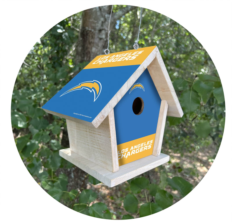 Load image into Gallery viewer, Fan Creations NFL Los Angeles Chargers-Themed Birdhouse – White Mahogany with Bright UV Printed Team Colors
