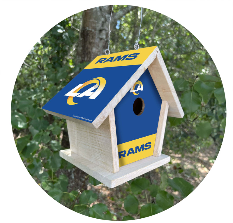 Load image into Gallery viewer, Fan Creations NFL Los Angeles Rams-Themed Birdhouse – White Mahogany with Bright UV Printed Team Colors
