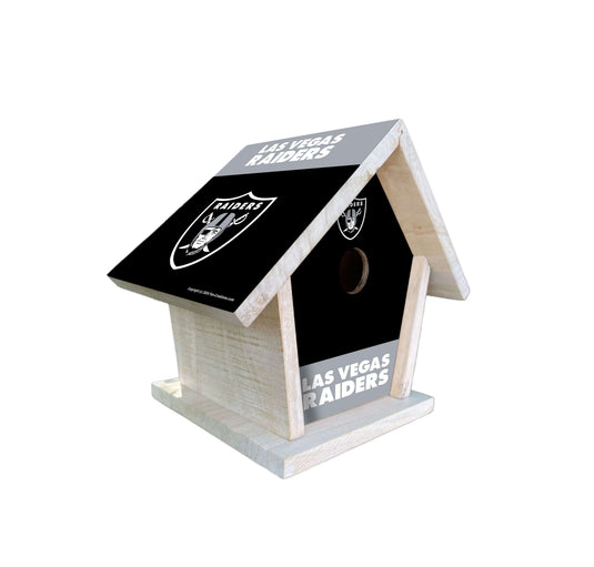 Fan Creations NFL Las Vegas Raiders-Themed Birdhouse – White Mahogany with Bright UV Printed Team Colors