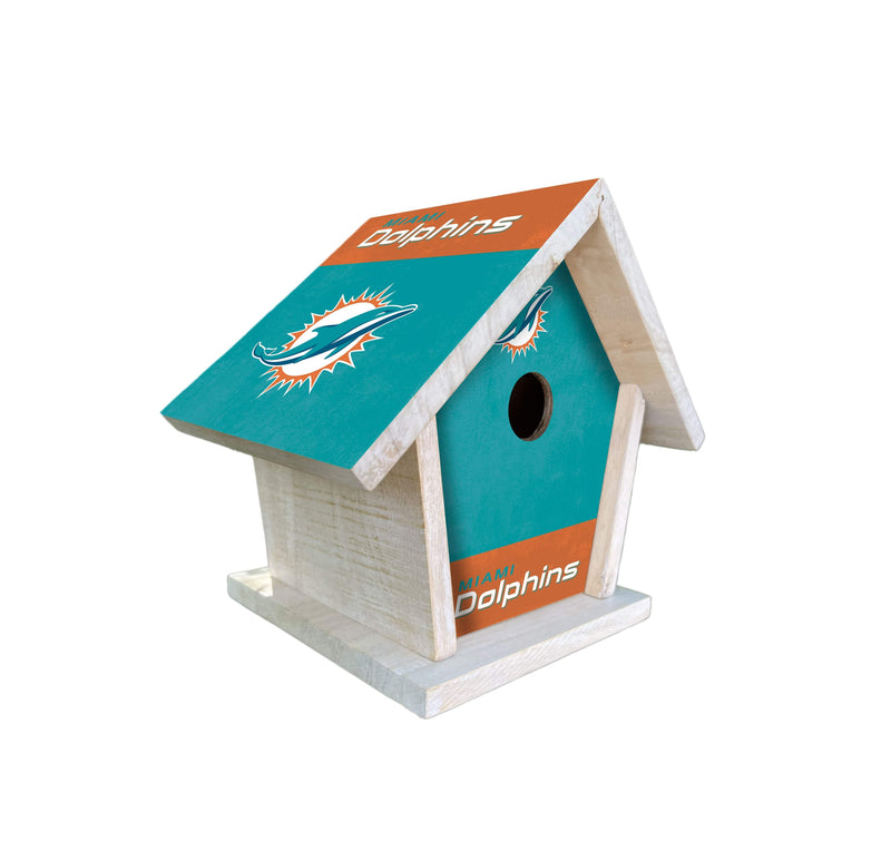 Load image into Gallery viewer, Fan Creations NFL Miami Dolphins-Themed Birdhouse – White Mahogany with Bright UV Printed Team Colors

