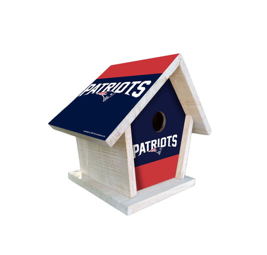 Fan Creations NFL New England Patriots-Themed Birdhouse – White Mahogany with Bright UV Printed Team Colors