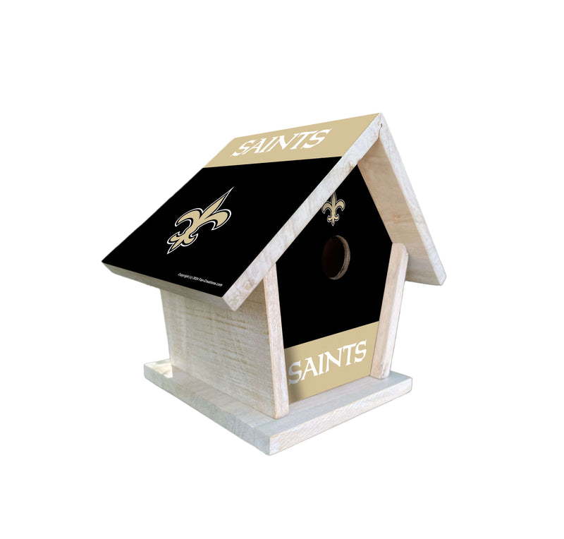 Load image into Gallery viewer, Fan Creations NFL New Orleans Saints-Themed Birdhouse – White Mahogany with Bright UV Printed Team Colors
