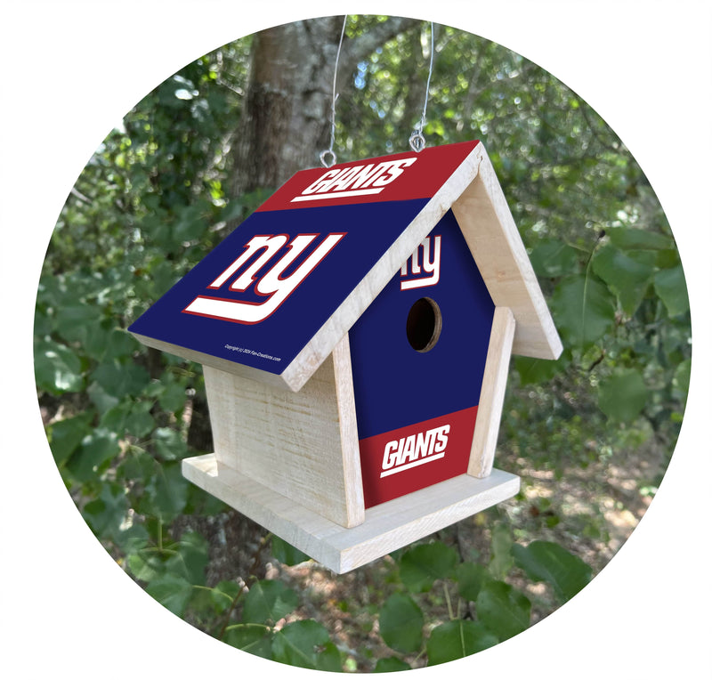 Load image into Gallery viewer, Fan Creations NFL New York Giants-Themed Birdhouse – White Mahogany with Bright UV Printed Team Colors
