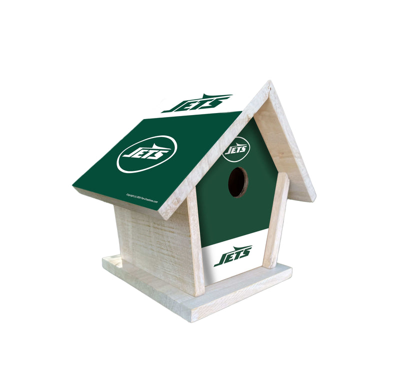 Load image into Gallery viewer, Fan Creations NFL New York Jets-Themed Birdhouse – White Mahogany with Bright UV Printed Team Colors
