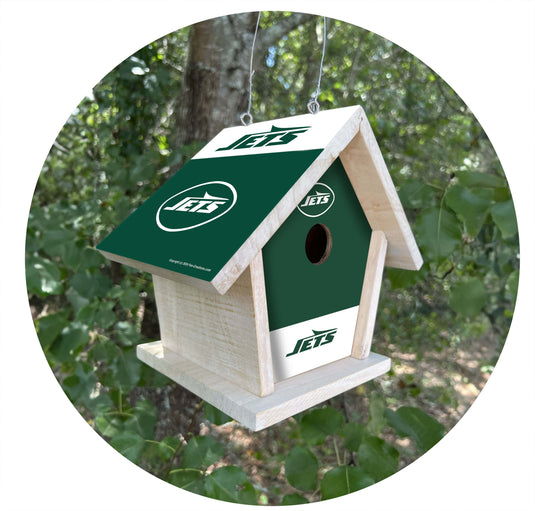 Fan Creations NFL New York Jets-Themed Birdhouse – White Mahogany with Bright UV Printed Team Colors