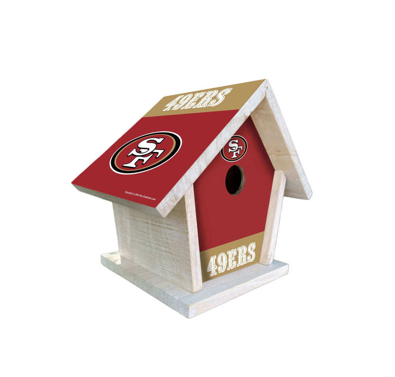 Load image into Gallery viewer, Fan Creations NFL San Francisco 49ers-Themed Birdhouse – White Mahogany with Bright UV Printed Team Colors
