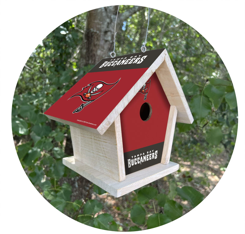 Load image into Gallery viewer, Fan Creations NFL Tampa Bay Buccaneers-Themed Birdhouse – White Mahogany with Bright UV Printed Team Colors

