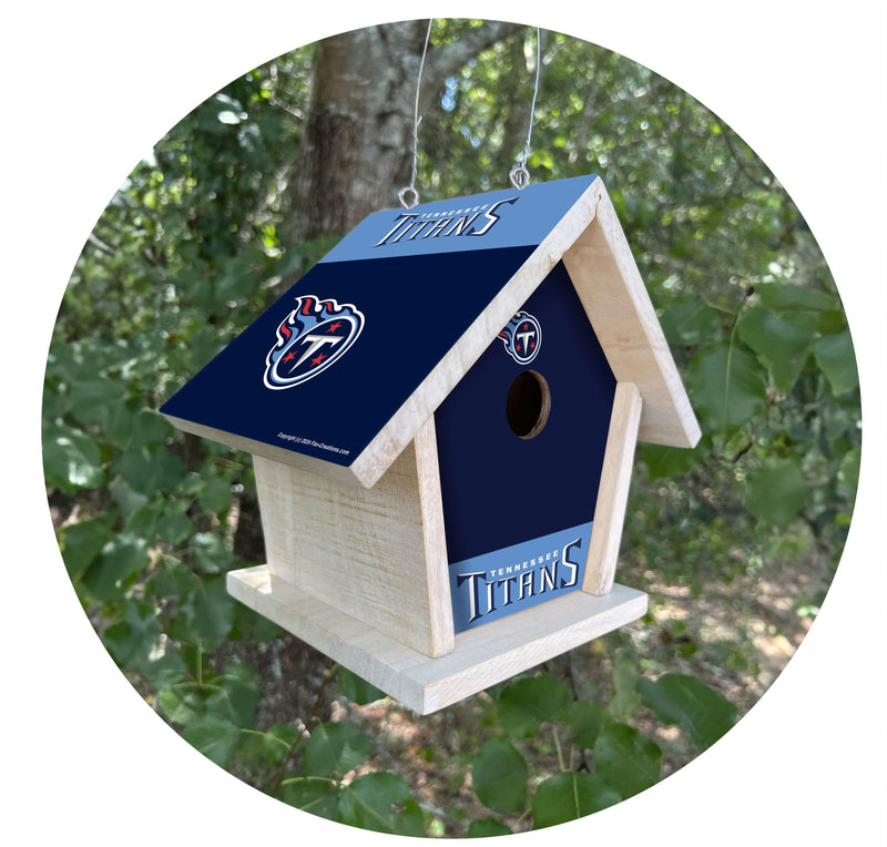 Load image into Gallery viewer, Fan Creations NFL Tennessee Titans-Themed Birdhouse – White Mahogany with Bright UV Printed Team Colors

