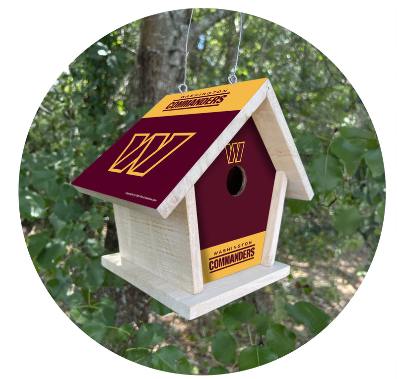 Load image into Gallery viewer, Fan Creations NFL Washington Commanders-Themed Birdhouse – White Mahogany with Bright UV Printed Team Colors
