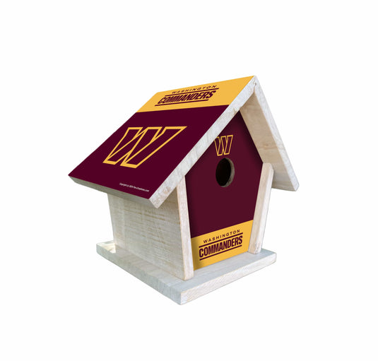 Fan Creations NFL Washington Commanders-Themed Birdhouse – White Mahogany with Bright UV Printed Team Colors