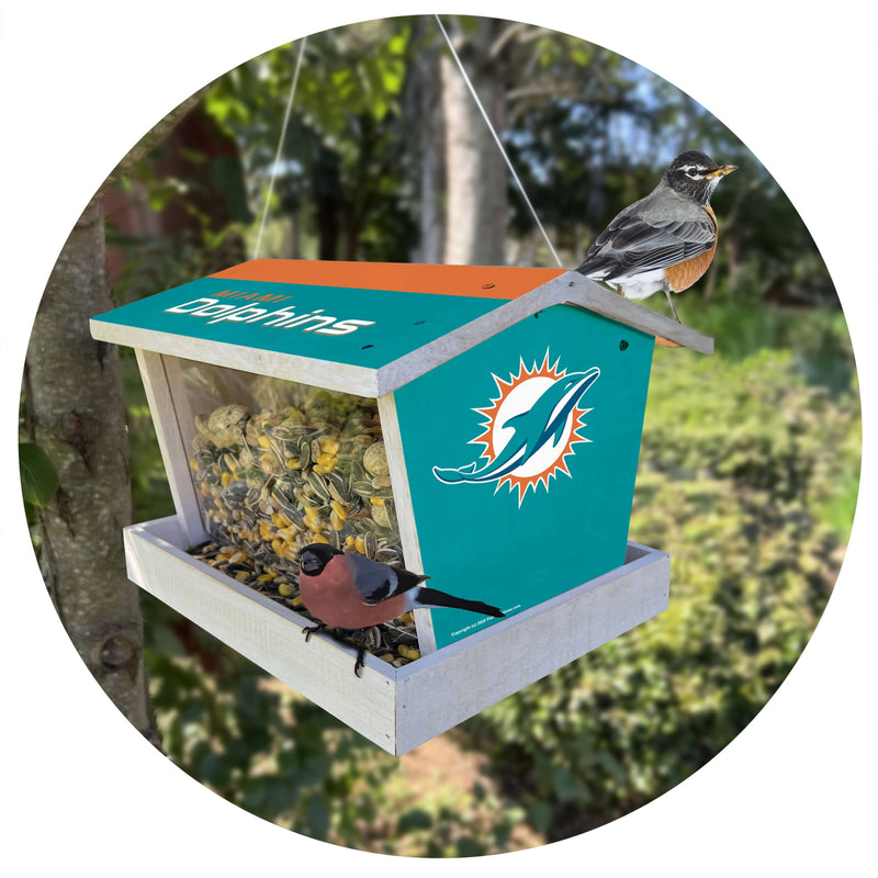 Load image into Gallery viewer, Fan Creations Outdoor NFL Miami Dolphins Bird Feeder for Sports Fans - Assembled
