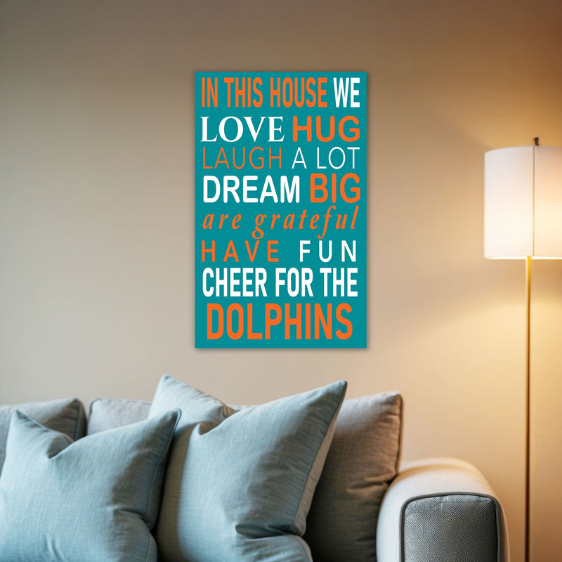 Load image into Gallery viewer, Fan Creations NFL Miami Dolphins in This House    11x19 Wall Decor
