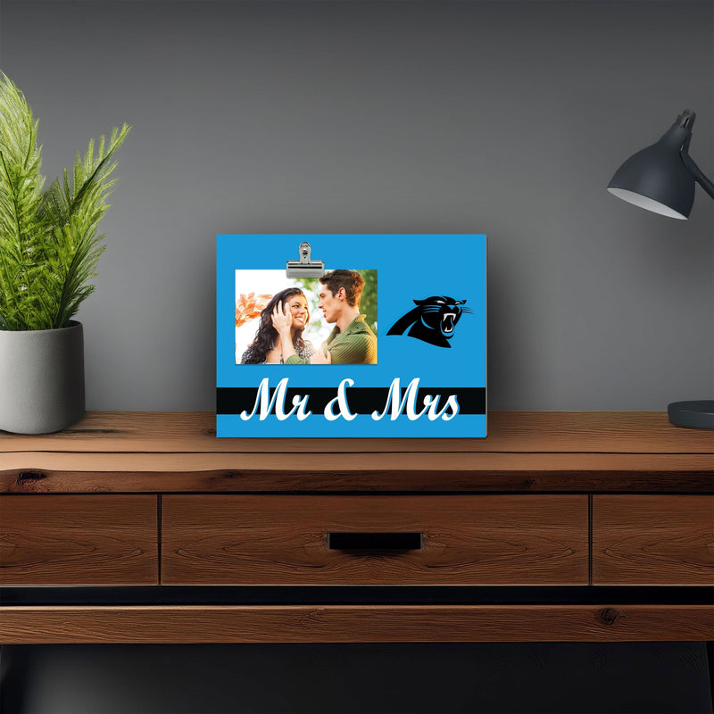Load image into Gallery viewer, Fan Creations Brightline Mr. and Mrs. NFL Carolina Panthers Clip Frame
