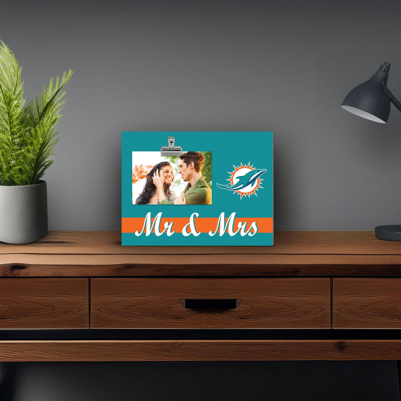 Load image into Gallery viewer, Fan Creations Brightline Mr. and Mrs. NFL Miami Dolphins Clip Frame
