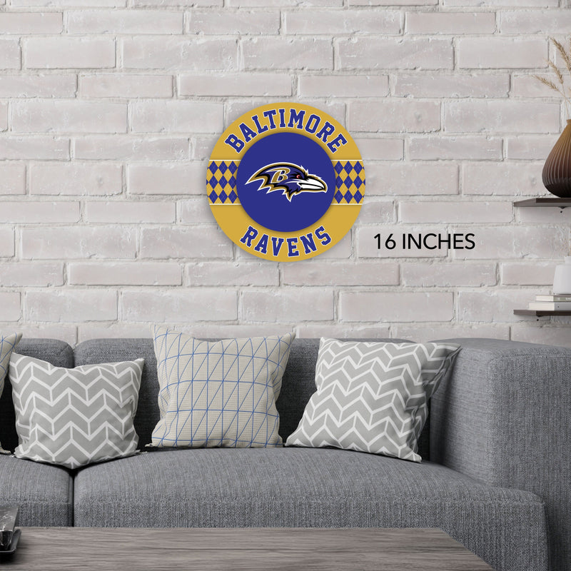 Load image into Gallery viewer, Fan Creations NFL Baltimore Ravens Argyle 16inc Circle Wall Art
