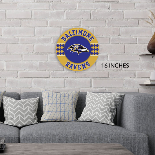 Fan Creations NFL Baltimore Ravens Argyle 16inc Circle Wall Art