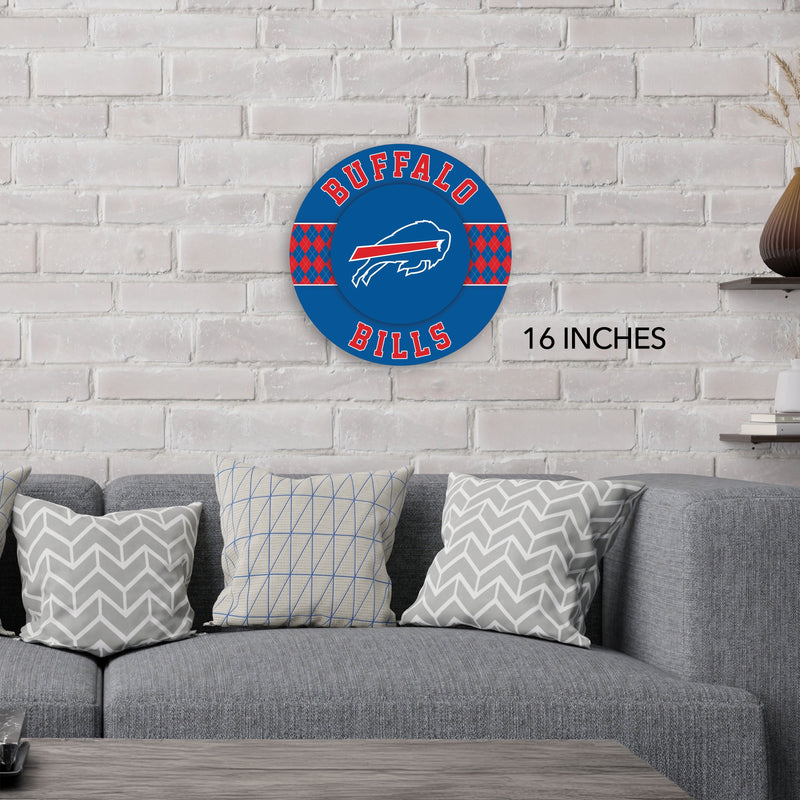 Load image into Gallery viewer, Fan Creations NFL Buffalo Bills Argyle 16inc Circle Wall Art
