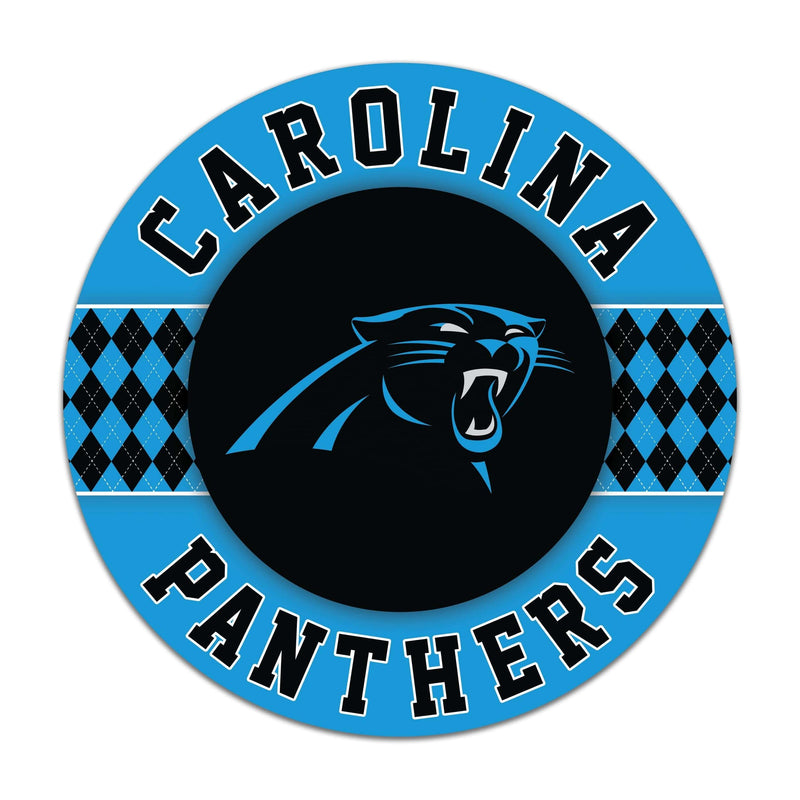Load image into Gallery viewer, Fan Creations NFL Carolina Panthers Argyle 16inc Circle Wall Art
