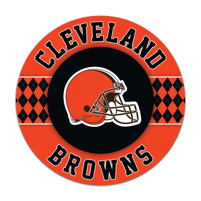 Load image into Gallery viewer, Fan Creations NFL Cleveland Browns Argyle 16inc Circle Wall Art
