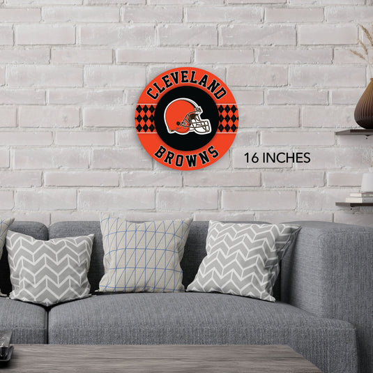 Fan Creations NFL Cleveland Browns Argyle 16inc Circle Wall Art
