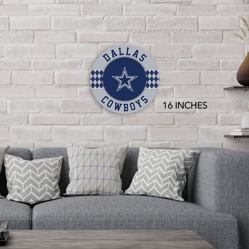 Load image into Gallery viewer, Fan Creations NFL Dallas Cowboys Argyle 16inc Circle Wall Art
