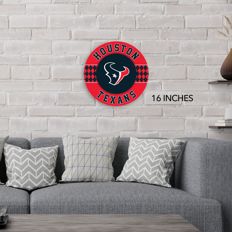 Load image into Gallery viewer, Fan Creations NFL Houston Texans Argyle 16inc Circle Wall Art
