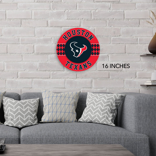 Fan Creations NFL Houston Texans Argyle 16inc Circle Wall Art