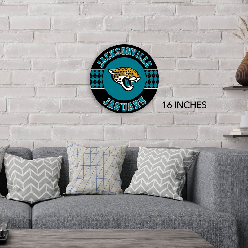 Load image into Gallery viewer, Fan Creations NFL Jacksonville Jaguars Argyle 16inc Circle Wall Art
