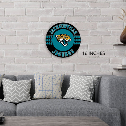 Fan Creations NFL Jacksonville Jaguars Argyle 16inc Circle Wall Art