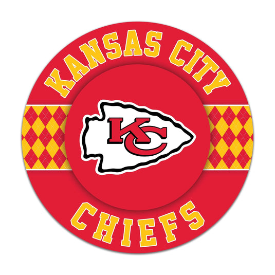 Fan Creations NFL Kansas City Chiefs Argyle 16inc Circle Wall Art