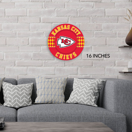 Fan Creations NFL Kansas City Chiefs Argyle 16inc Circle Wall Art