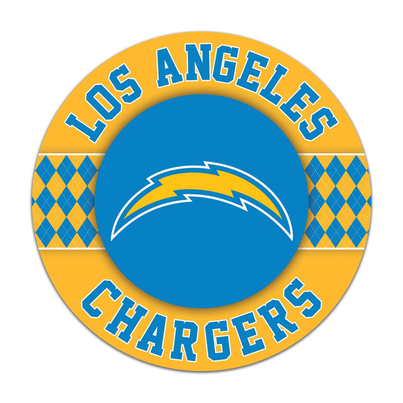 Load image into Gallery viewer, Fan Creations NFL Los Angeles Chargers Argyle 16inc Circle Wall Art
